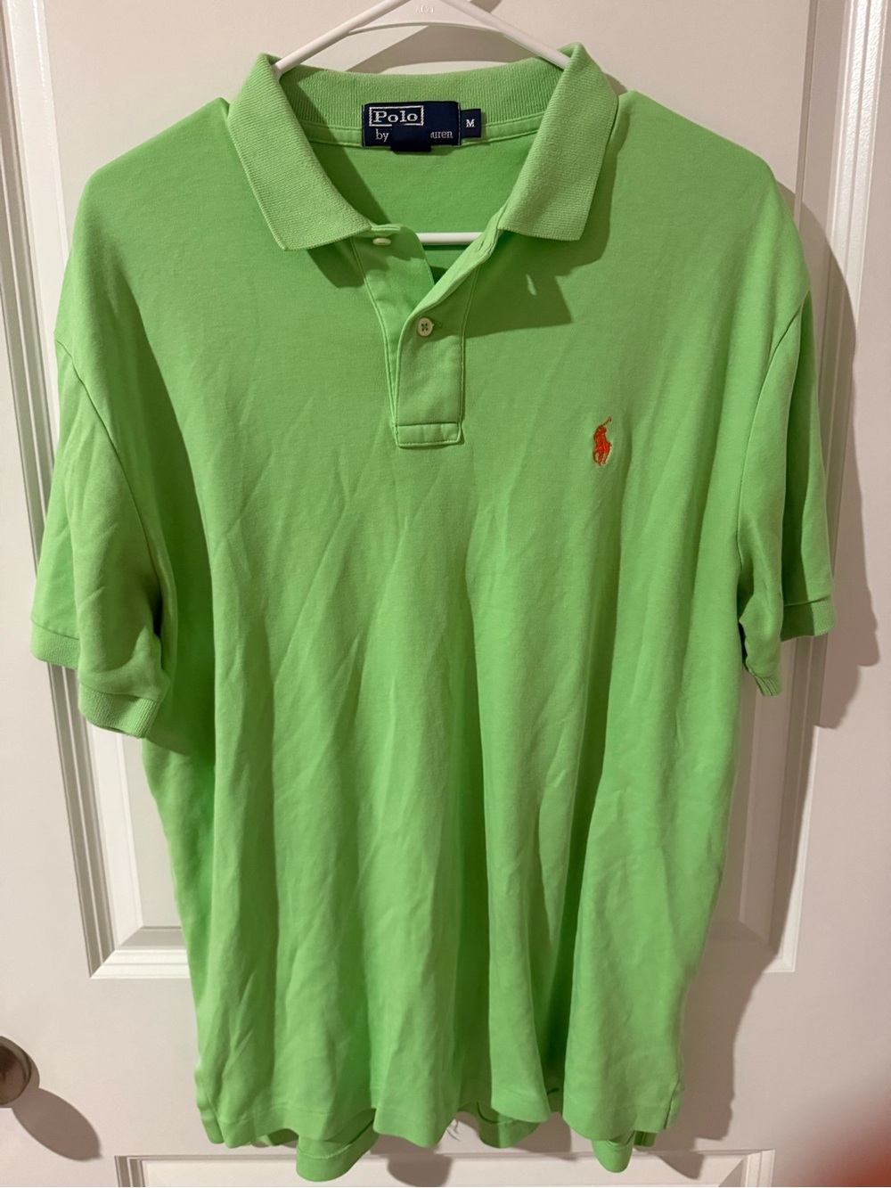 Ralph Lauren Men's Bright Lime Green Polo with Orange Pony